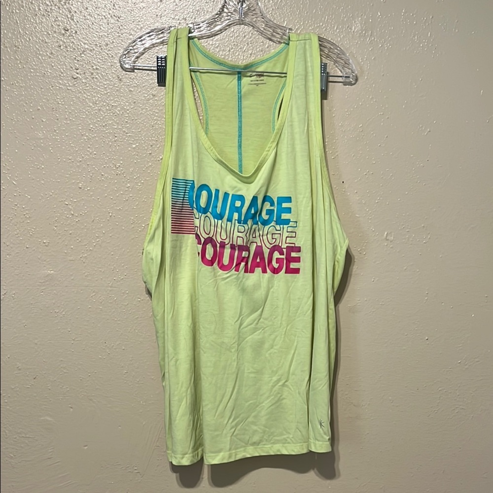 Danskin Now Graphic Tank Top Yellow Green Relaxed